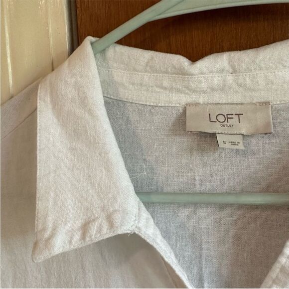 LOFT Outlet White Button Front Midi Maxi Dress Women’s Small Linen Blend - Picture 4 of 6